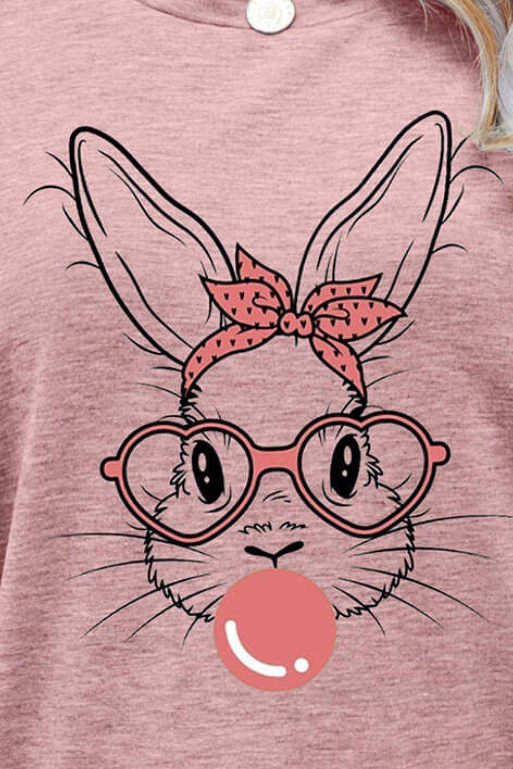 Easter Bunny Graphic Round Neck T-Shirt - Trendsi - Flyclothing LLC