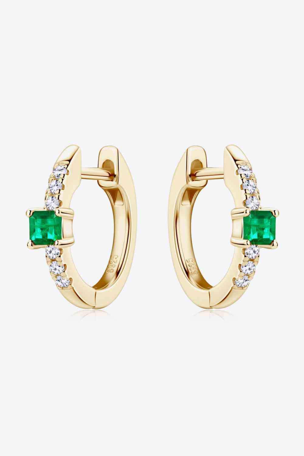 Lab-Grown Emerald Earrings - Trendsi - Flyclothing LLC