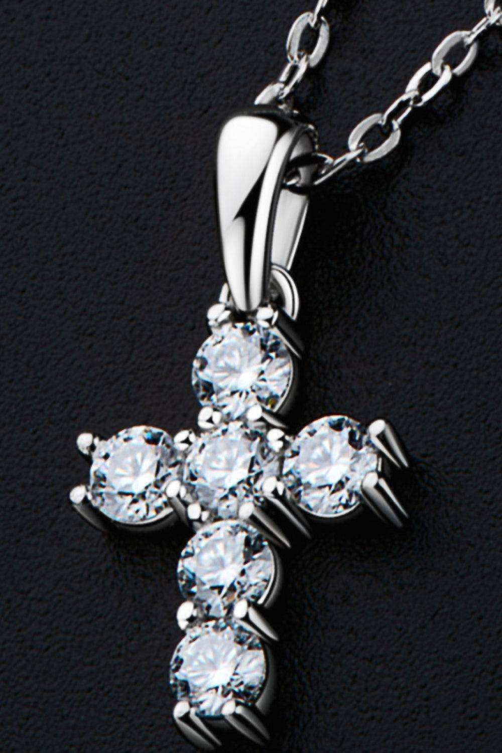 925 Sterling Silver Cross Moissanite Pendant Necklace - Trendsi - Flyclothing LLC