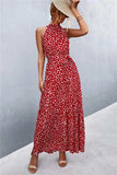 Printed Sleeveless Tie Waist Maxi Dress - Trendsi - Flyclothing LLC