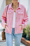 Distressed Raw Hem Denim Jacket - Trendsi - Flyclothing LLC