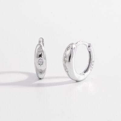 925 Sterling Silver Inlaid Zircon Huggie Earrings - Trendsi - Flyclothing LLC