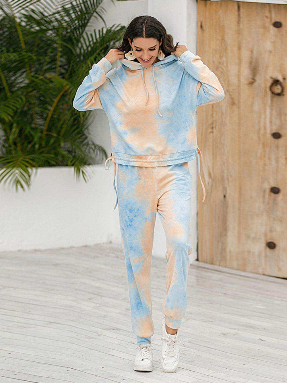 Tie-Dye Hoodie and Pants Set - Trendsi - Flyclothing LLC