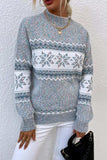Snowflake Pattern Mock Neck Sweater - Trendsi - Flyclothing LLC