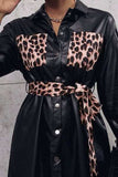 Tied Leopard Snap Down Trench Coat - Trendsi - Flyclothing LLC