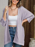 Striped Open Front Knit Cardigan - Trendsi - Flyclothing LLC