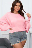 Plus Size Lantern Sleeve Dropped Shoulder Blouse - Trendsi - Flyclothing LLC