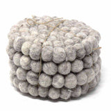 Hand Crafted Felt Ball Coasters from Nepal: 4-pack, Light Grey - Global Groove (T) - Global Groove - Flyclothing LLC