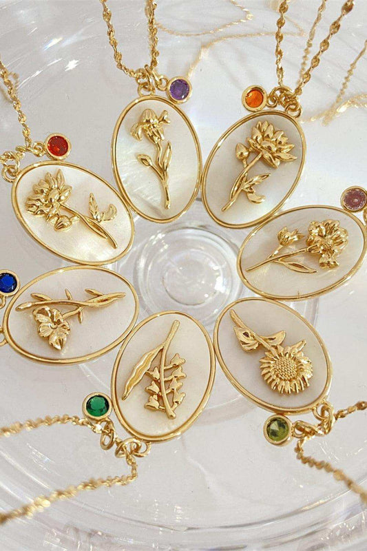 Flower Shell Pendant Copper Necklace - Trendsi - Flyclothing LLC