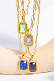 Zircon 18K Gold-Plated Geometrical Shape Pendant Necklace - Trendsi - Flyclothing LLC
