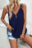 Eyelet V-Neck Double Strap Cami - Trendsi - Flyclothing LLC