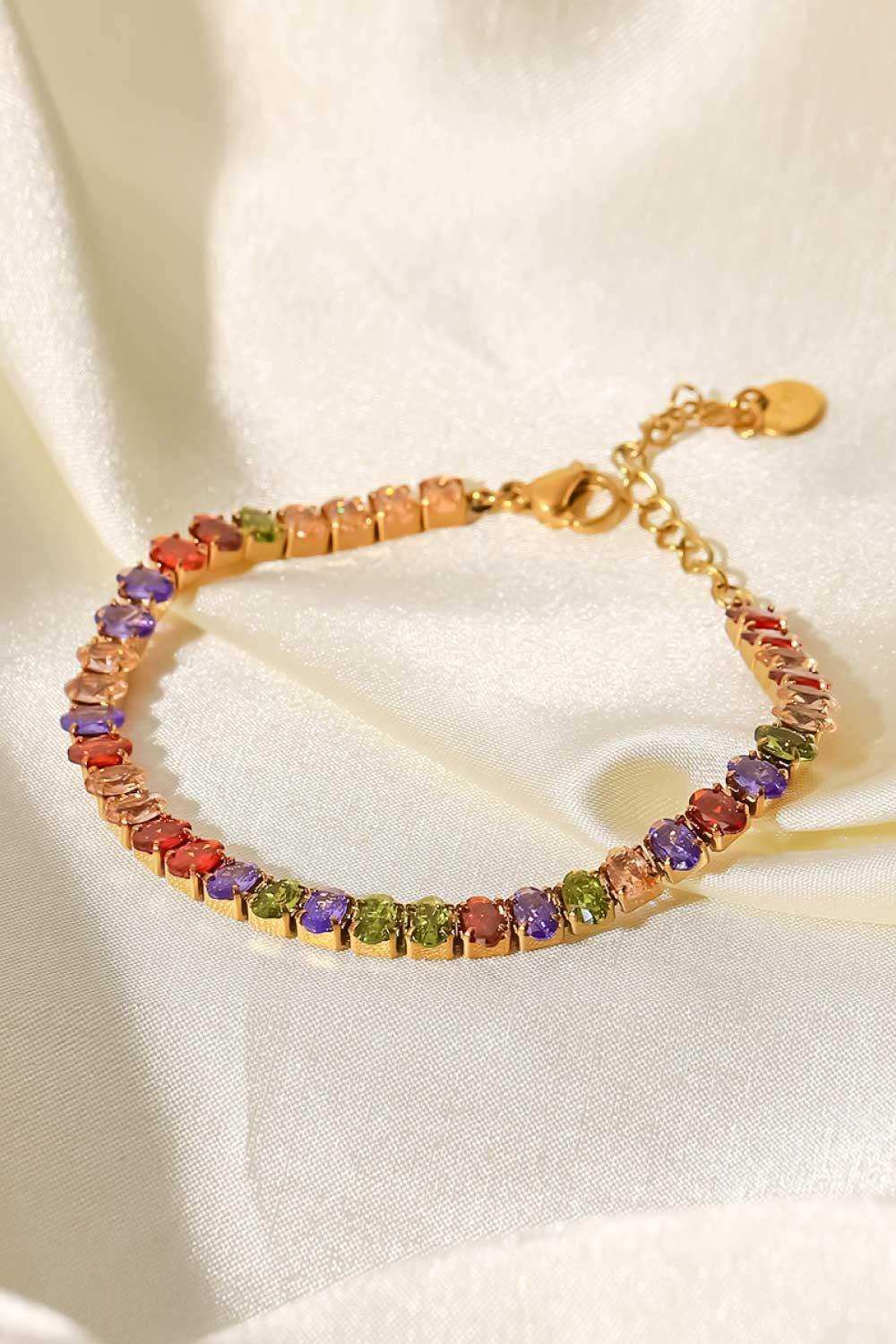18K Gold Plated Multicolored Zircon Bracelet - Trendsi - Flyclothing LLC