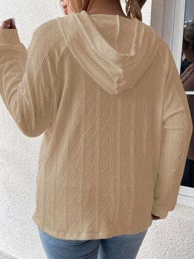 Textured Drawstring Kangaroo Pocket Hoodie - Trendsi - Flyclothing LLC