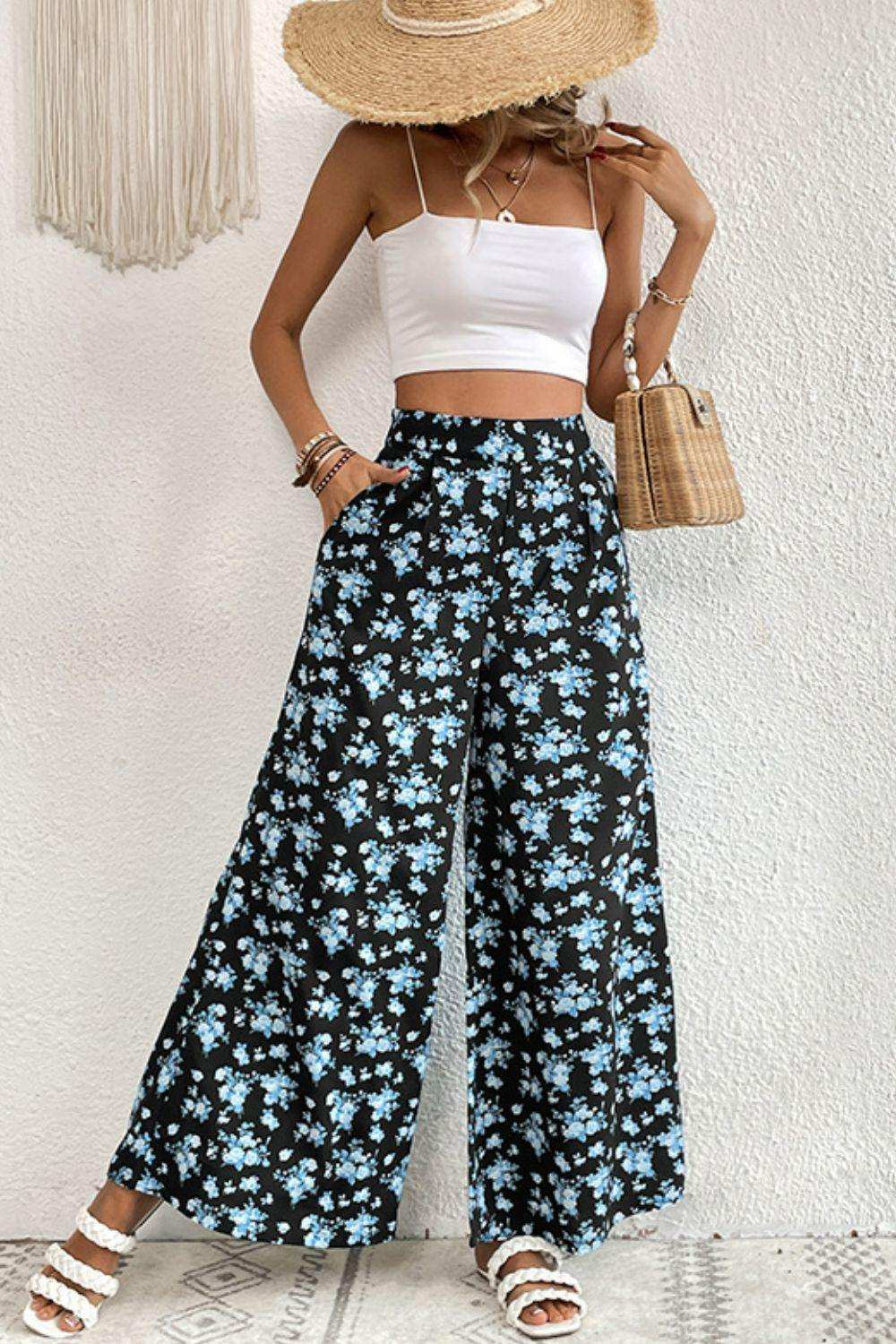 Floral Pocket Culottes - Trendsi - Flyclothing LLC