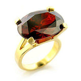 Alamode Gold Brass Ring with AAA Grade CZ in Garnet - Alamode - Flyclothing LLC