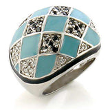 Alamode Rhodium Brass Ring with AAA Grade CZ in Jet - Alamode - Flyclothing LLC