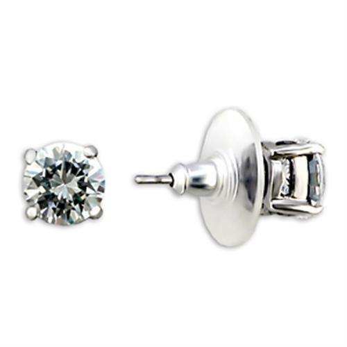Alamode Rhodium Brass Earrings with AAA Grade CZ in Clear - Alamode - Flyclothing LLC