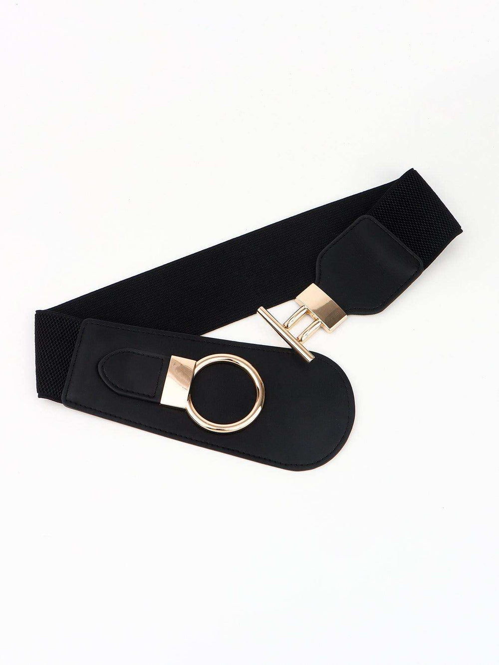 PU Elastic Wide Belt with Alloy Buckle - Trendsi - Flyclothing LLC