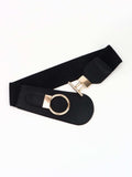 PU Elastic Wide Belt with Alloy Buckle - Trendsi - Flyclothing LLC