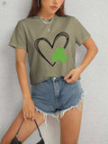 Heart Lucky Clover Short Sleeve T-Shirt - Trendsi - Flyclothing LLC