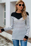 Striped Round Neck Long Sleeve T-Shirt - Trendsi - Flyclothing LLC