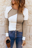Color Block Exposed Seam Knit Top - Trendsi - Flyclothing LLC