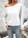 Eyelet Dropped Shoulder Blouse - Trendsi - Flyclothing LLC