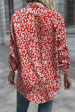 Leopard Roll-Tap Sleeve Shirt - Trendsi - Flyclothing LLC