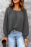 Square Neck Waffle-Knit Top - Trendsi - Flyclothing LLC