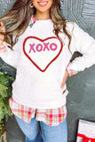 XOXO Heart Round Neck Dropped Shoulder Sweatshirt - Trendsi - Flyclothing LLC