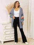 Striped Open Front Dropped Shoulder Cardigan - Trendsi - Flyclothing LLC