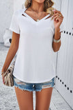 V-Neck Short Sleeve T-Shirt - Trendsi - Flyclothing LLC