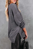 Dropped Shoulder Slit Sweatshirt - Trendsi - Flyclothing LLC
