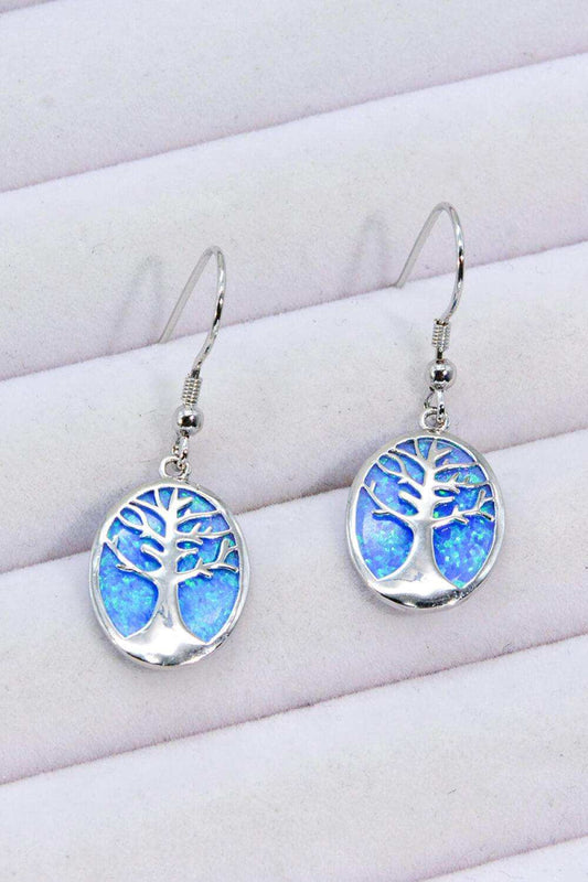Opal Blue Platinum-Plated Drop Earrings - Trendsi - Flyclothing LLC