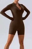Half Zip Long Sleeve Active Romper - Trendsi - Flyclothing LLC
