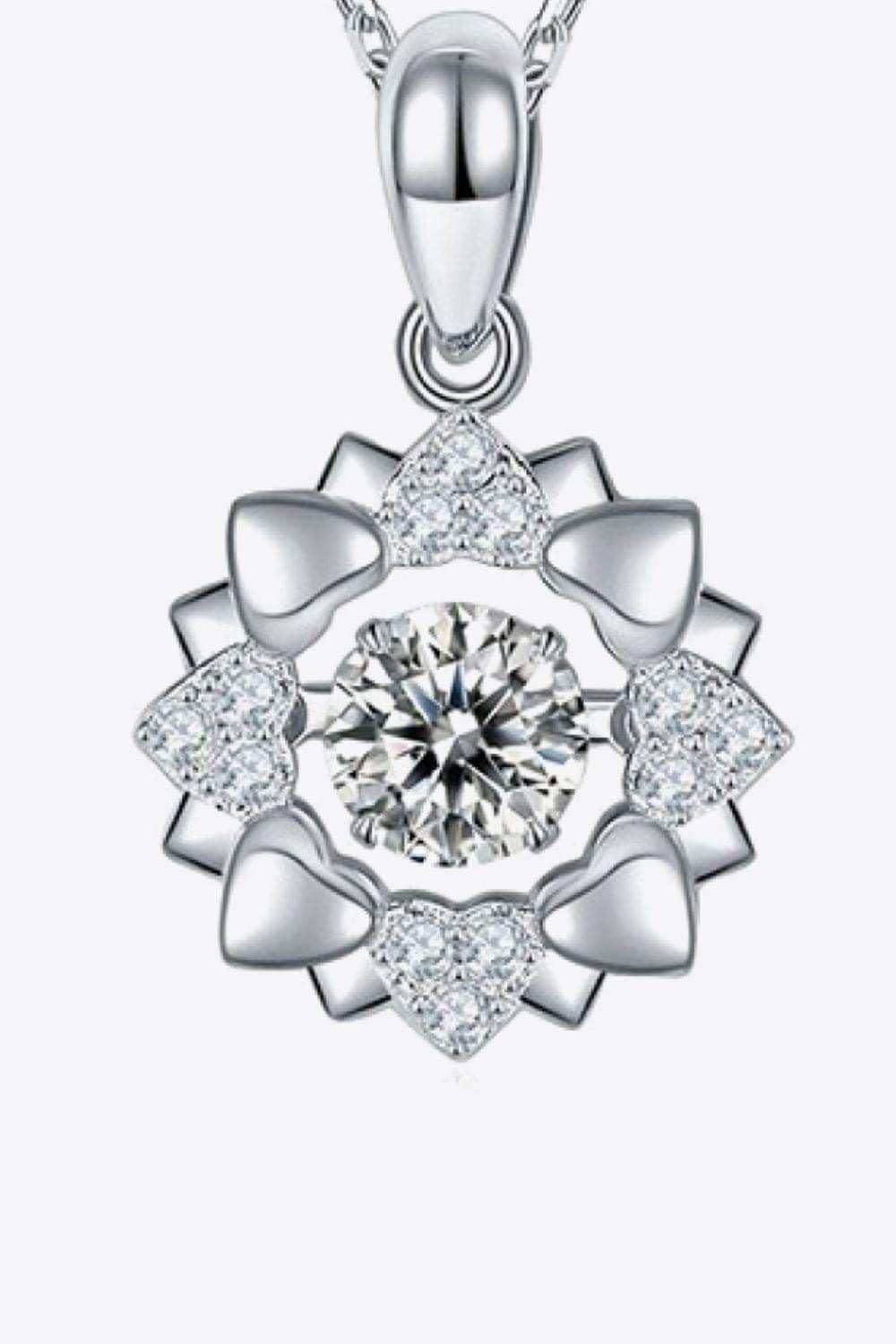 Moissanite Flower Shape Pendant Necklace - Trendsi - Flyclothing LLC