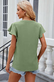 Notched Cap Sleeve T-Shirt - Trendsi - Flyclothing LLC