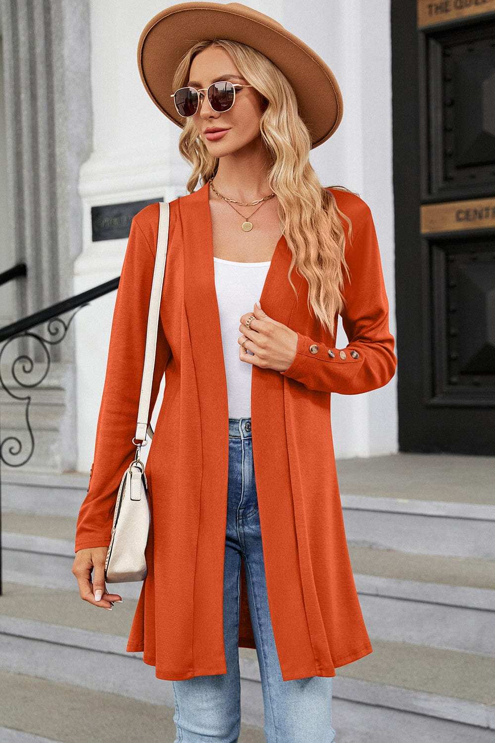 Open Front Long Sleeve Cardigan - Trendsi - Flyclothing LLC