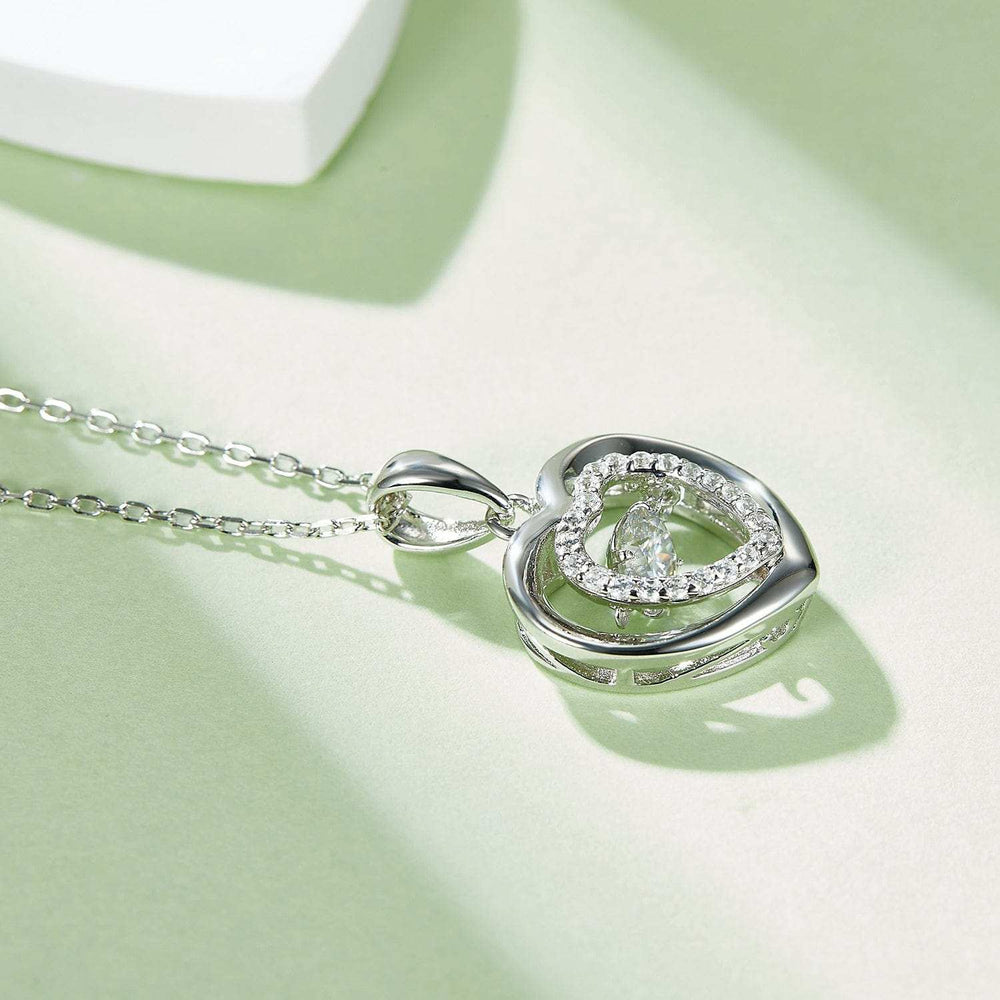 Moissanite 925 Sterling Silver Heart Necklace - Trendsi - Flyclothing LLC