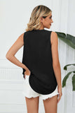 Contrast Trim Plunge Sleeveless Blouse - Trendsi - Flyclothing LLC