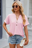 Eyelet Notched Short Sleeve T-Shirt - Trendsi - Flyclothing LLC