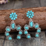 Artificial Turquoise Alloy Dangle Earrings - Trendsi - Flyclothing LLC