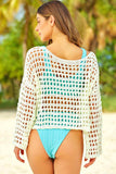 Openwork Boat Neck Long Sleeve Cover-Up - Trendsi - Flyclothing LLC