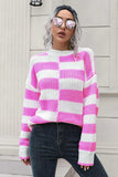 Color Block Dropped Shoulder Sweater - Trendsi - Flyclothing LLC