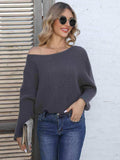 Full Size Horizontal Ribbing Dolman Sleeve Sweater - Trendsi - Flyclothing LLC