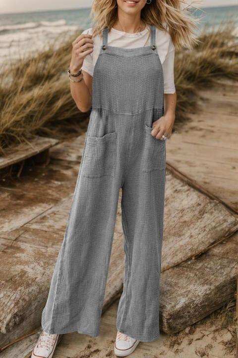 Full Size Wide Leg Front Pocket Jumpsuit - Trendsi - Flyclothing LLC
