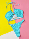 Halter Neck Chain Detail Two-Piece Bikini Set - Trendsi - Flyclothing LLC
