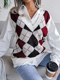 Plaid V-Neck Sweater Vest - Trendsi - Flyclothing LLC