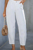 Zipper and Button High-Waist Long Jeans - Trendsi - Flyclothing LLC