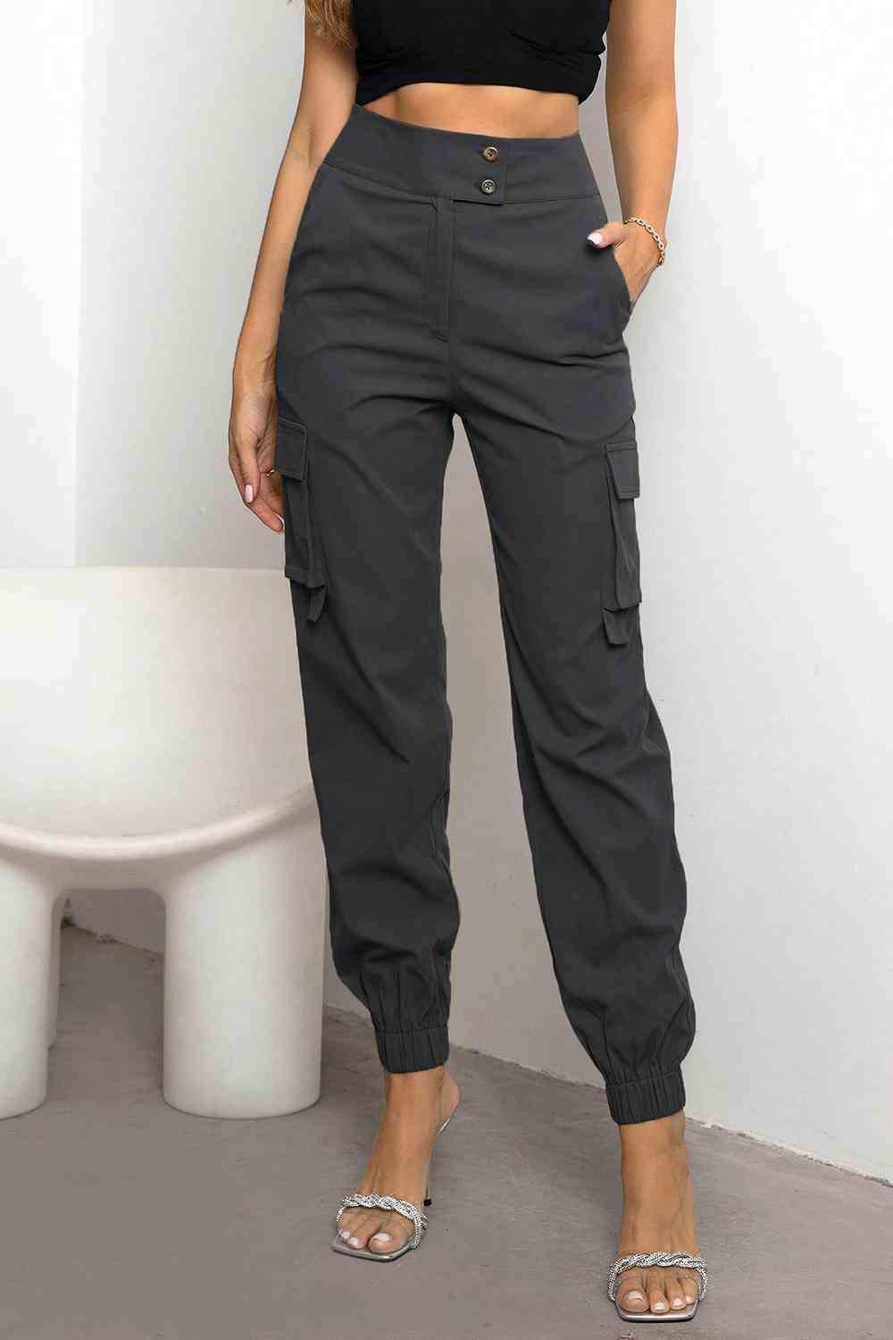 High Waist Cargo Pants - Trendsi - Flyclothing LLC